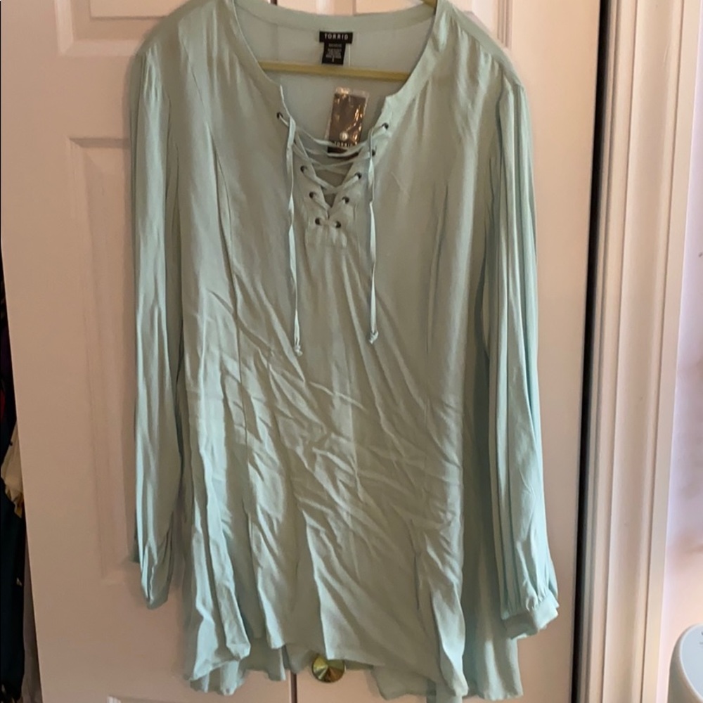 Torrid Light Teal Long Sleeve Dress